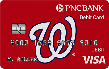 Tarjeta de débito Visa de PNC, diseño de los Washington Nationals