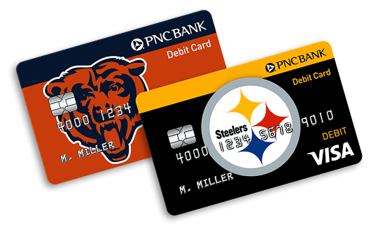Tarjetas de débito PNC Visa de los Chicago Bears y los Steelers