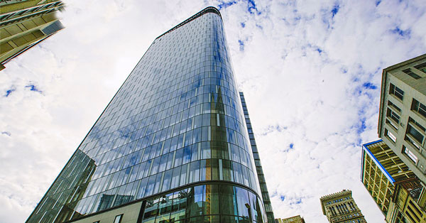 Glass skyscraper building