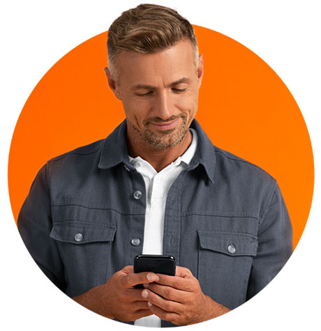 Man using mobile device